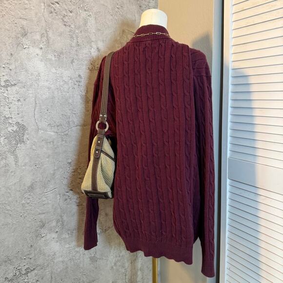 Burgundy Club Room Cable Knit Quarter Zip Crewneck - Picture 6 of 7